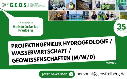 Job Karriere: Projektingenieur Hydrogeologie / Wasserwirtschaft / Geowissenschaften (m/w/d) G.E.O.S. Halsbrücke Freiberg