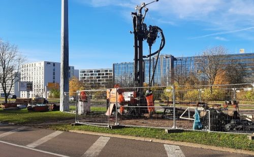 Geothermie am Riebeckplatz / Zukunftszentrum Halle: G.E.O.S. begleitet Bohrungen zur Baugrundbewertung, Machbarkeitsstudie
